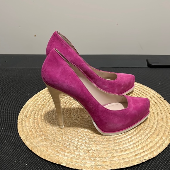 BCBGeneration Hi Barbie Pink Leather Suede Platform Pump Heel Size 8.5 - Picture 5 of 15
